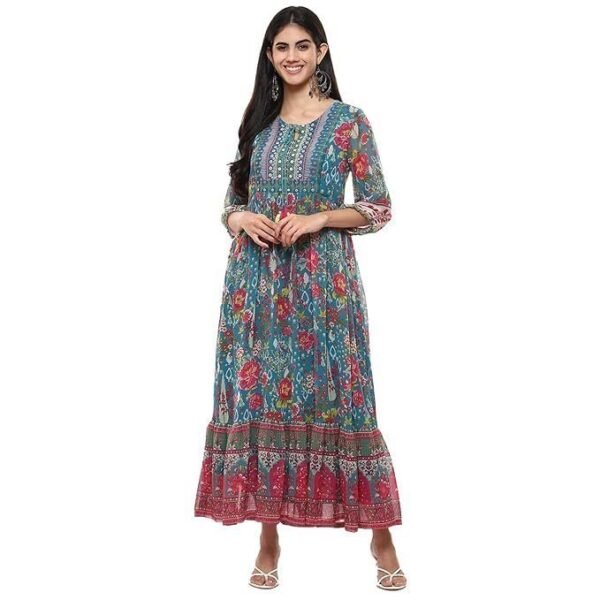 BIBA Women's Fit and Flare Ankle Length Dress