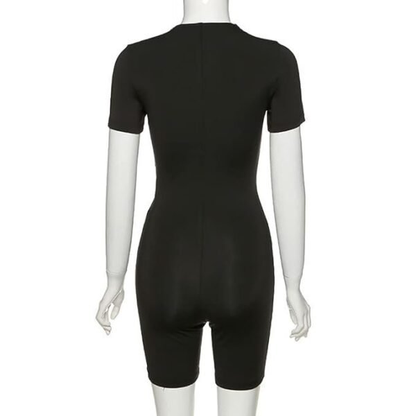 Licogel Women Short Sports Jumpsuit Slimming Fashion Solid Color Lightweight Athletic Bodysuit with Zipper Elastic Fashion Lightweight