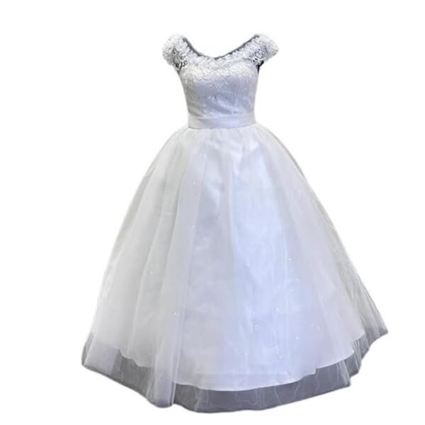GOWNLINK White Full Stitched with Layers Christian Wedding Catholic Wedding White Ball Gown Wedding Dress in White Frock Women with Extra Sleeves (GLYC-X01) India