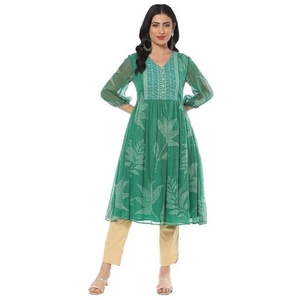 BIBA Women's Poly Chiffon Straight Fit Straight Kurta